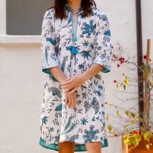 Dolma Bea Contrast Cuff Tunic Dress Size Large